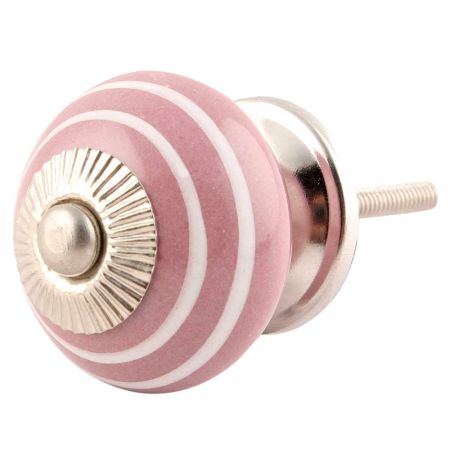 Lavender Striped Ceramic Cabinet Knob
